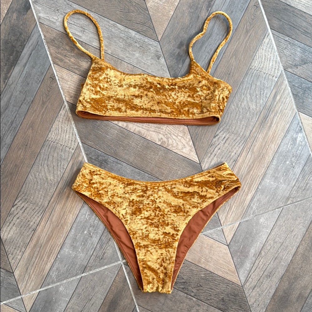 Stone Fox Swim Velvet Bikini in Golden Brown